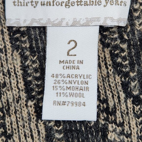 Chicos Sweater Womens 2 Tan Black 12 Zebra Print Mohair Wool Blend Long Cardigan - Picture 7 of 11